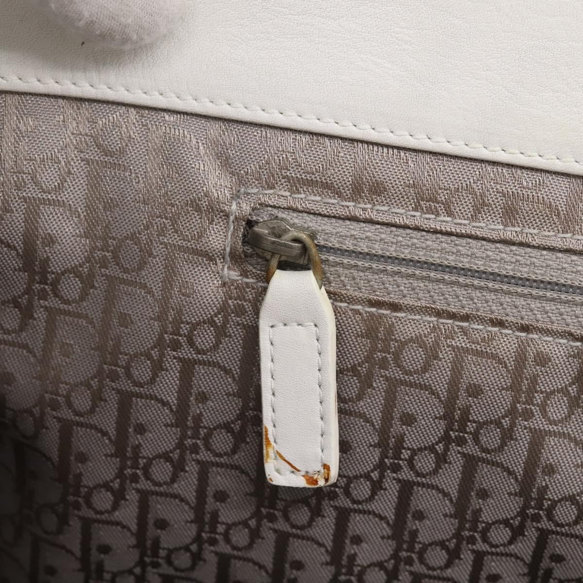 Christian Dior D Buckle Tote Cannage Stitch Leather White Leather Tote Bag Bag (Pre-Owned)
