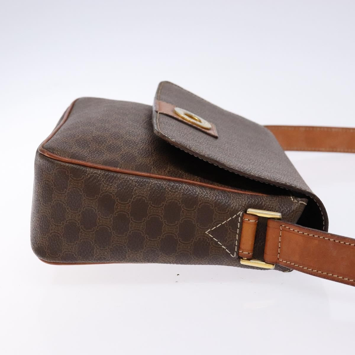 Celine Macadam Shoulder Pvc Leather Brown Canvas Bag (Pre-Owned)