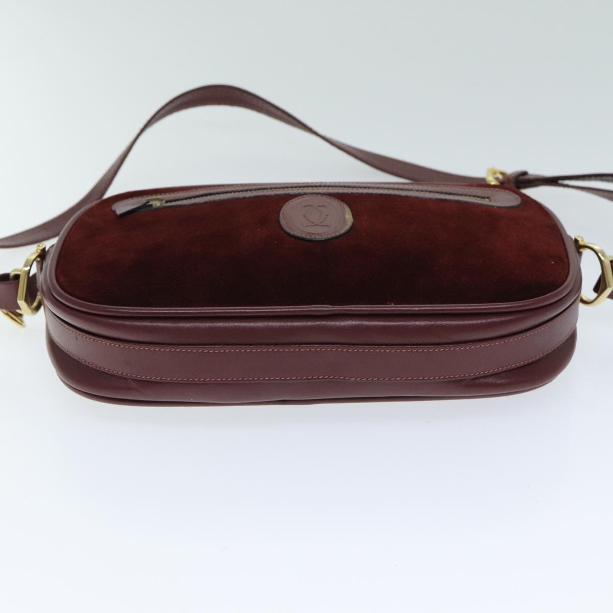 Cartier Vintage Must De Cartier Suede Burgundy Suede Shoulder Bag Bag (Pre-Owned)