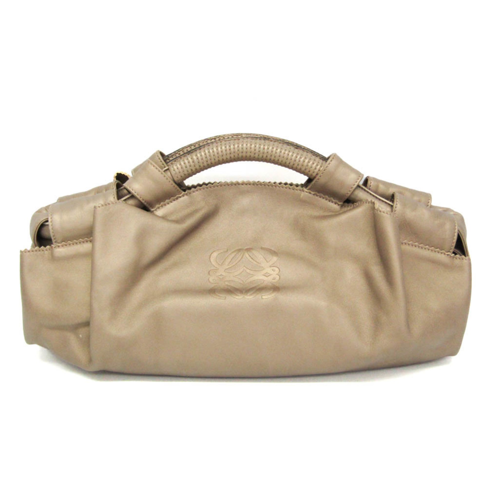 Loewe Anagram Logo Nappa Aire Hand Leather Gold Leather Handbag (Pre-Owned)