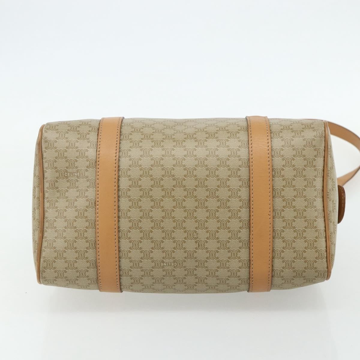 Celine Boston Triomphe Coated Canvas Beige Pvc Handbag (Pre-Owned)