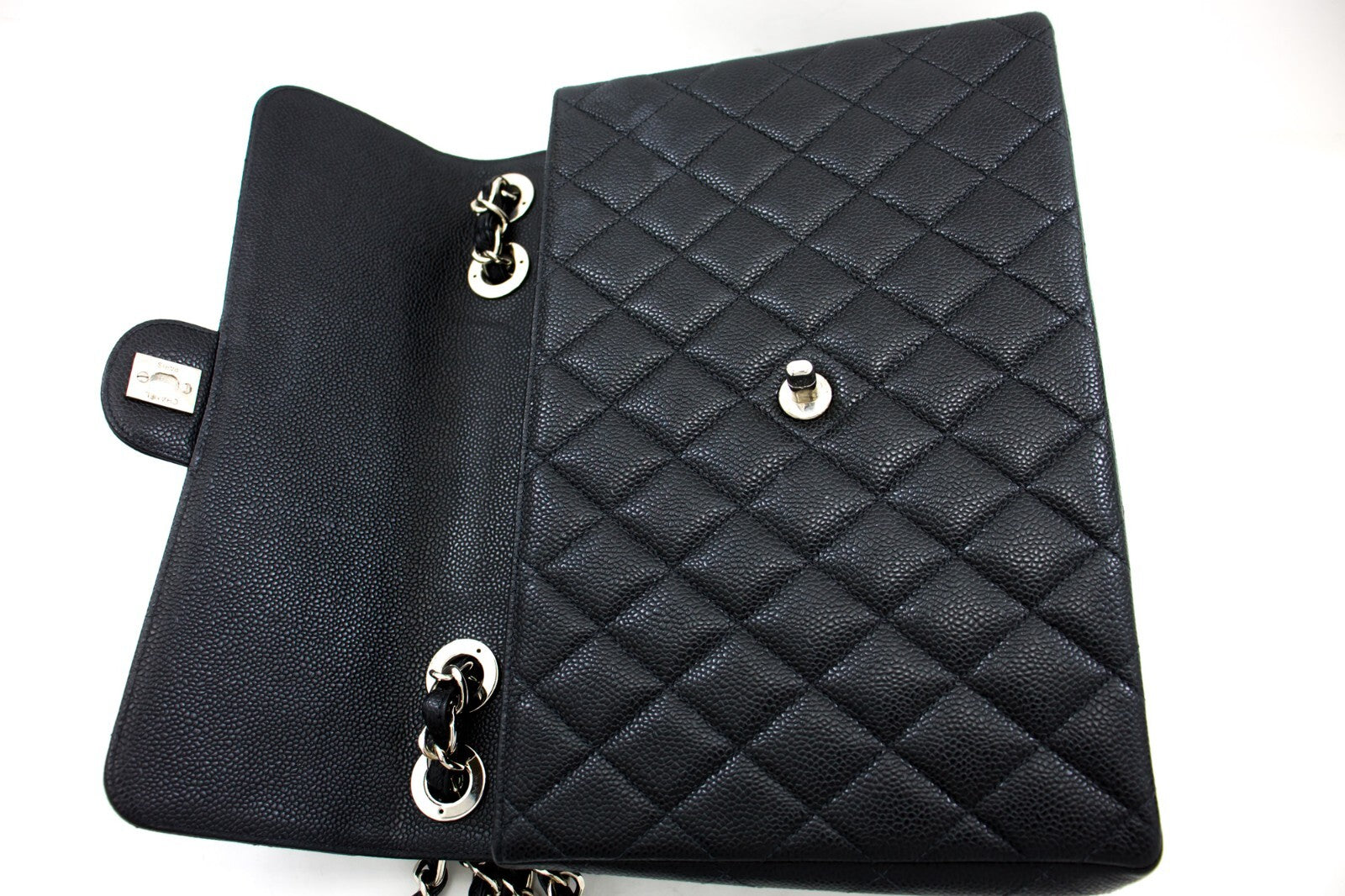 Chanel Vintage Classic Single Flap Quilted Caviar Black Calfskin Shoulder Bag Bag (Pre-Owned)