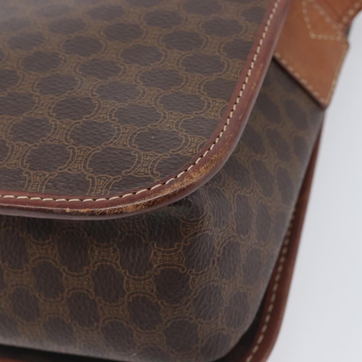 Celine Vintage Macadam Canvas And Leather Brown Canvas Shoulder Bag Bag (Pre-Owned)