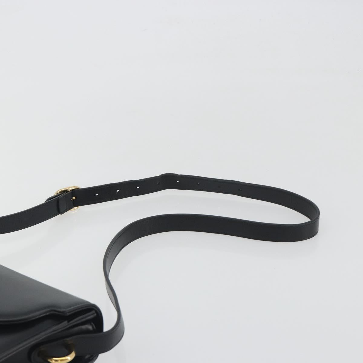 Gucci Gg Ring Leather Black Leather Shoulder Bag Bag (Pre-Owned)