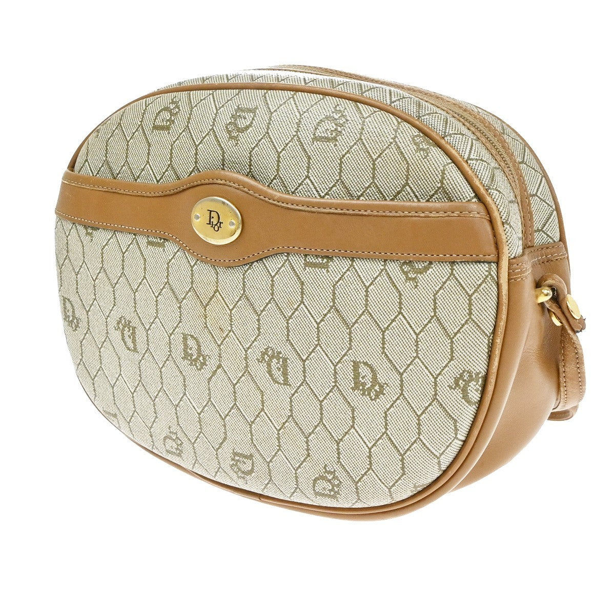 Christian Dior Vintage Honeycomb Canvas Beige Canvas Shoulder Bag Bag (Pre-Owned)