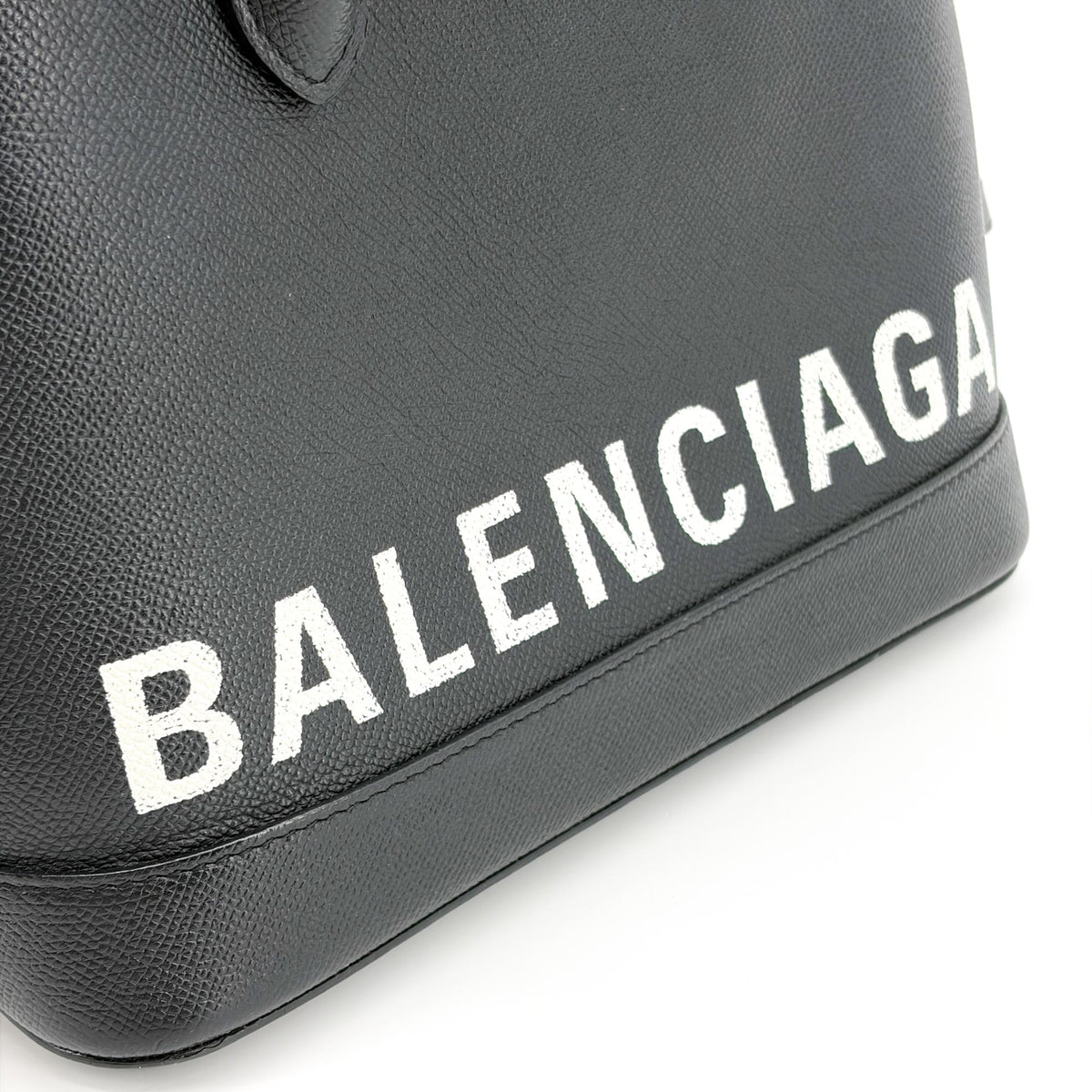 Balenciaga Logo Ville Leather Black Leather Handbag (Pre-Owned)