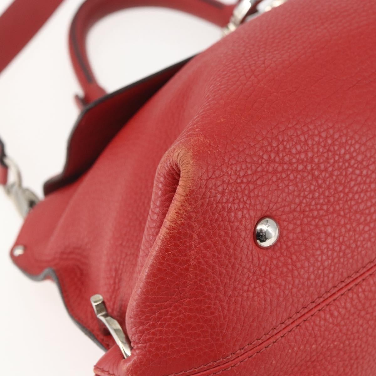 Salvatore Ferragamo Sofia Satchel Grainy Leather Red Leather Handbag (Pre-Owned)