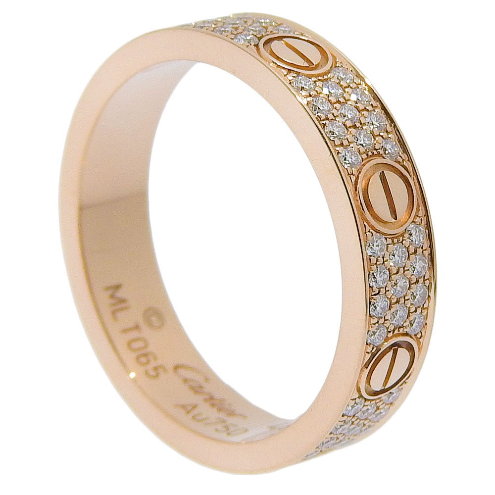 Cartier Love Wedding Band Pave Diamonds 18K Yellow Gold And Diamonds Gold Pink_Gold Ring Jewelry (Pre-Owned)