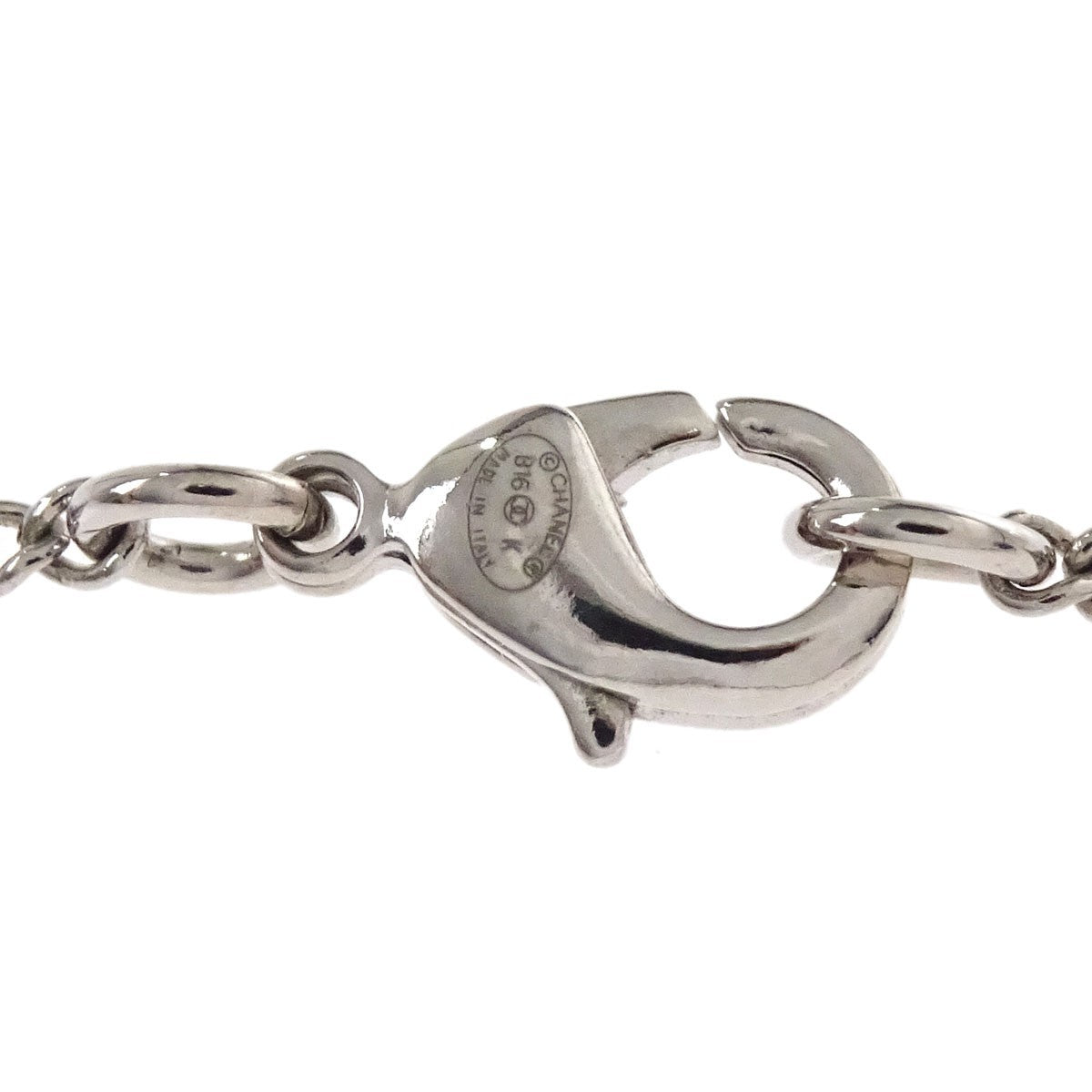 Chanel Vintage Cc Logo Chain Charm Pendant Silver Plated Silver Silver_Plated Necklace Jewelry (Pre-Owned)