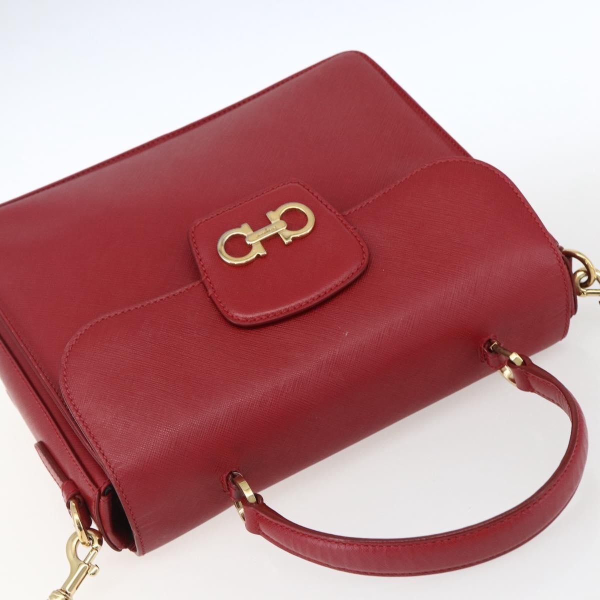 Salvatore Ferragamo Gancini Leather Red Leather Handbag (Pre-Owned)