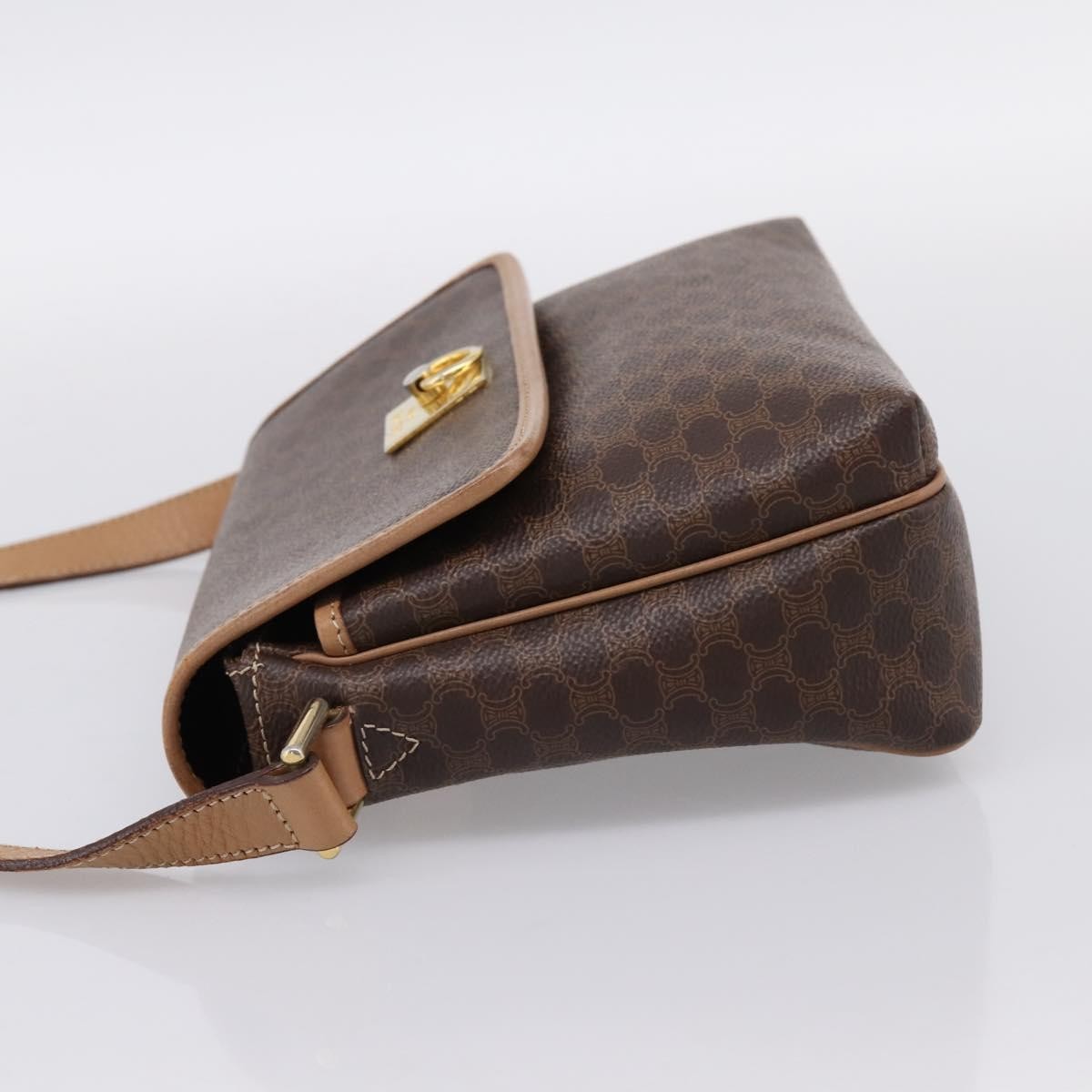 Celine Macadam Leather Brown Canvas Shoulder Bag Bag (Pre-Owned)