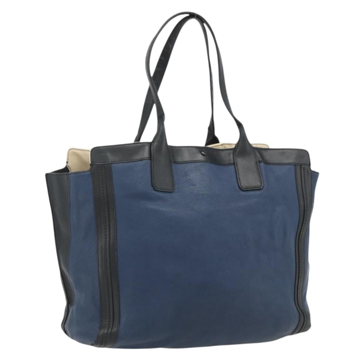 Chloe Alice Tote Leather Navy Leather Tote Bag Bag (Pre-Owned)