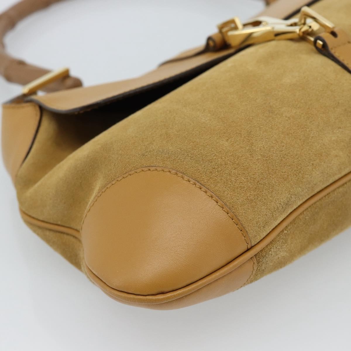 Gucci Bamboo Jackie Suede Beige Suede Handbag (Pre-Owned)