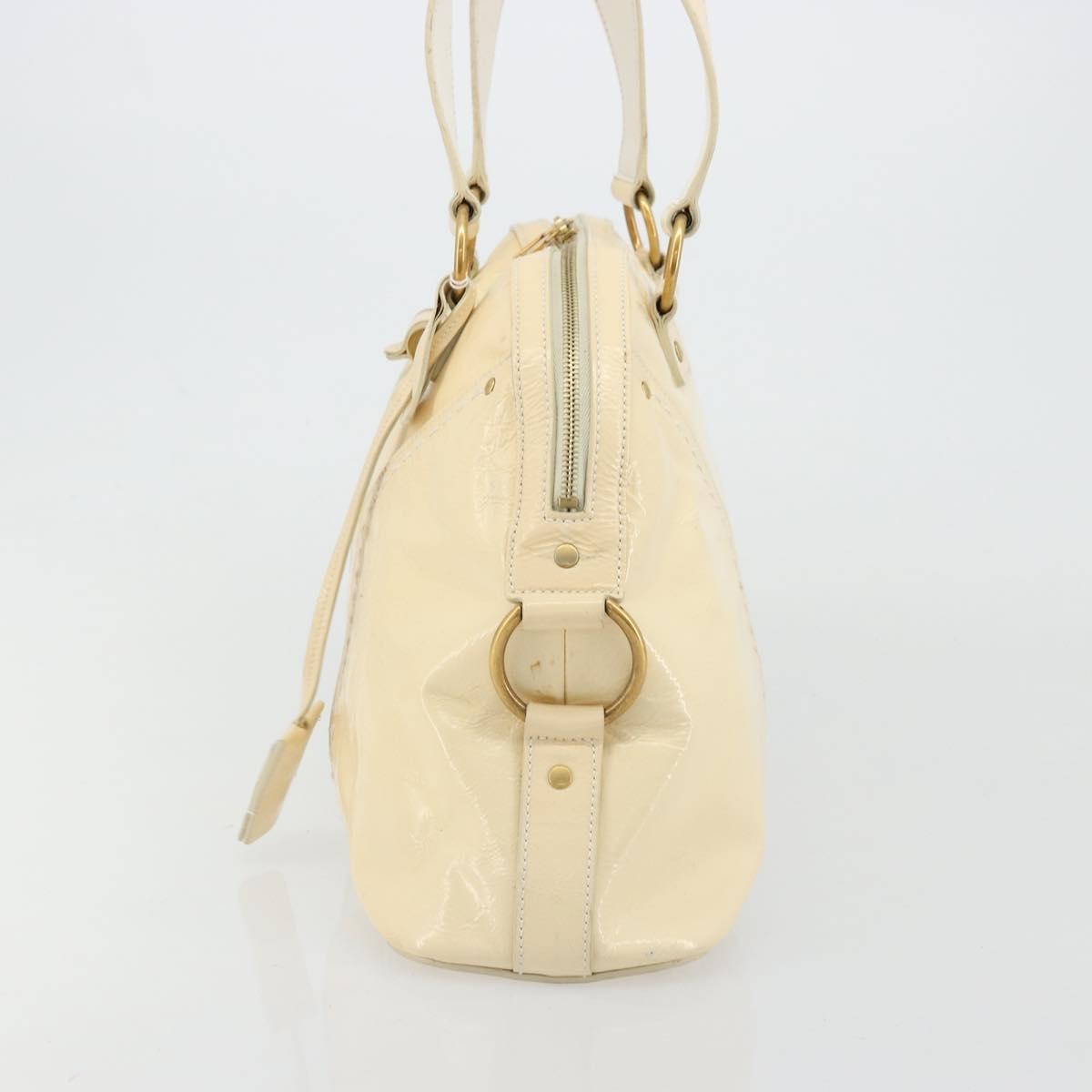 Saint Laurent Muse Shoulder Leather White Patent_Leather Handbag (Pre-Owned)