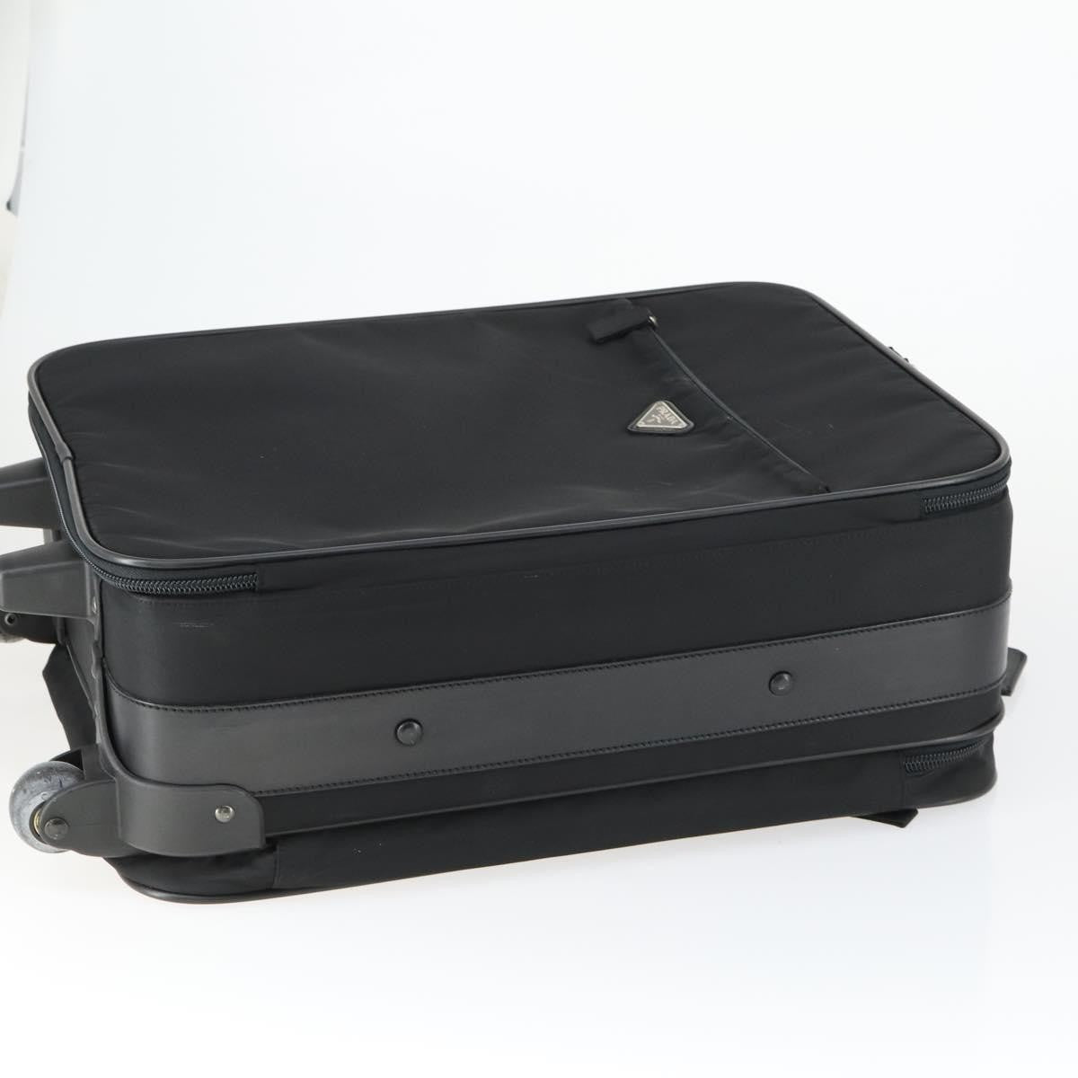 Prada Trolley Rolling Luggage Tessuto And Saffiano Leather Black Nylon Travel Bag Bag (Pre-Owned)