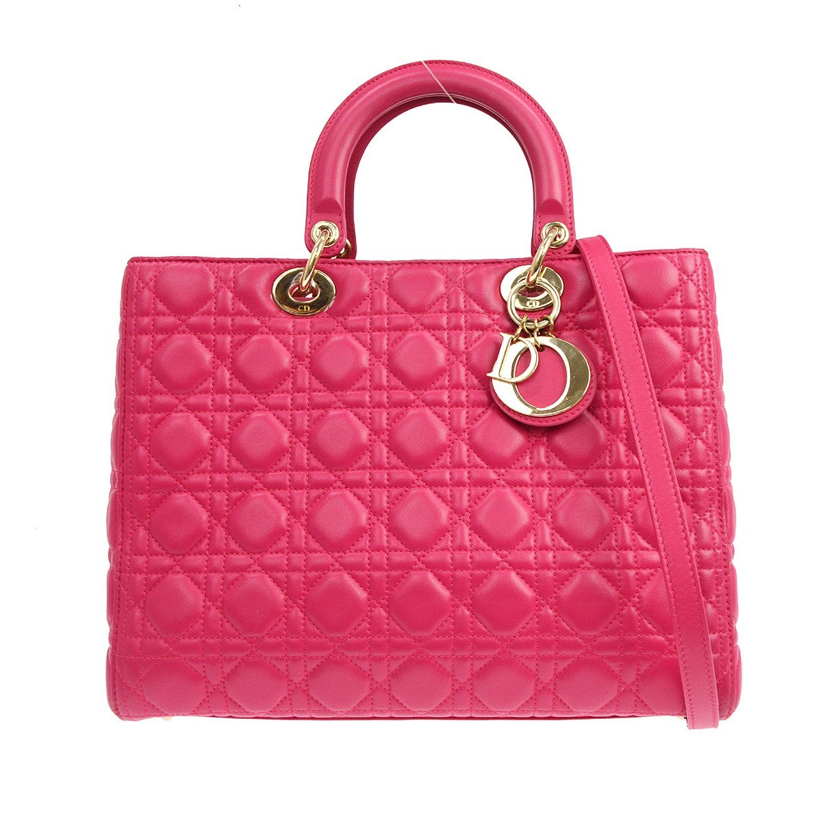Christian Dior Lady Dior Cannage Pink Leather Handbag (Pre-Owned)