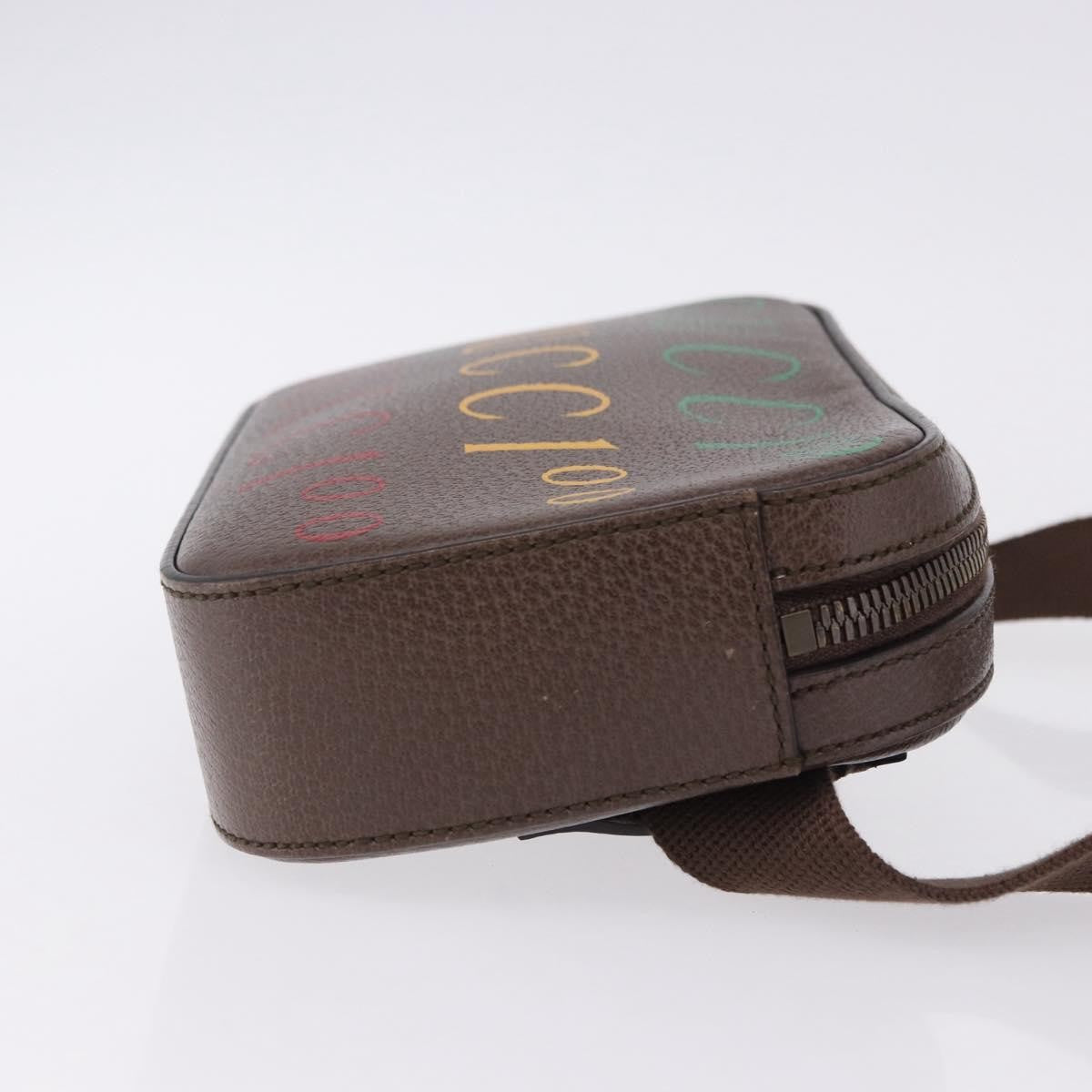 Gucci Aria 100Th Anniversary Belt Printed Leather Brown Leather Clutche & Pouche Bag (Pre-Owned)