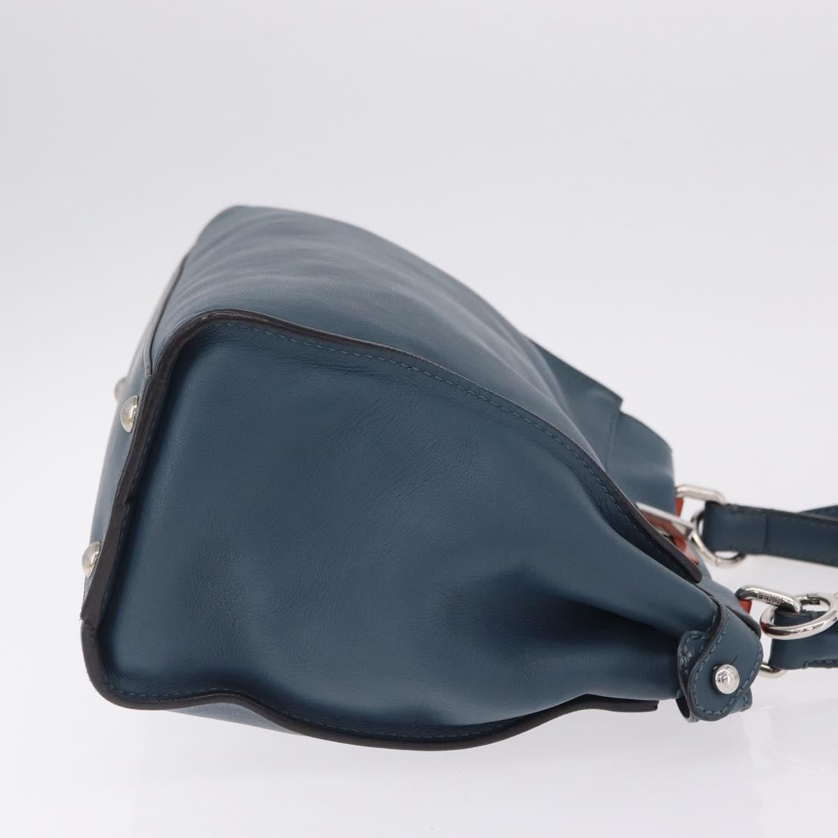 Fendi Peekaboo Ruffled Leather Blue Leather Handbag (Pre-Owned)