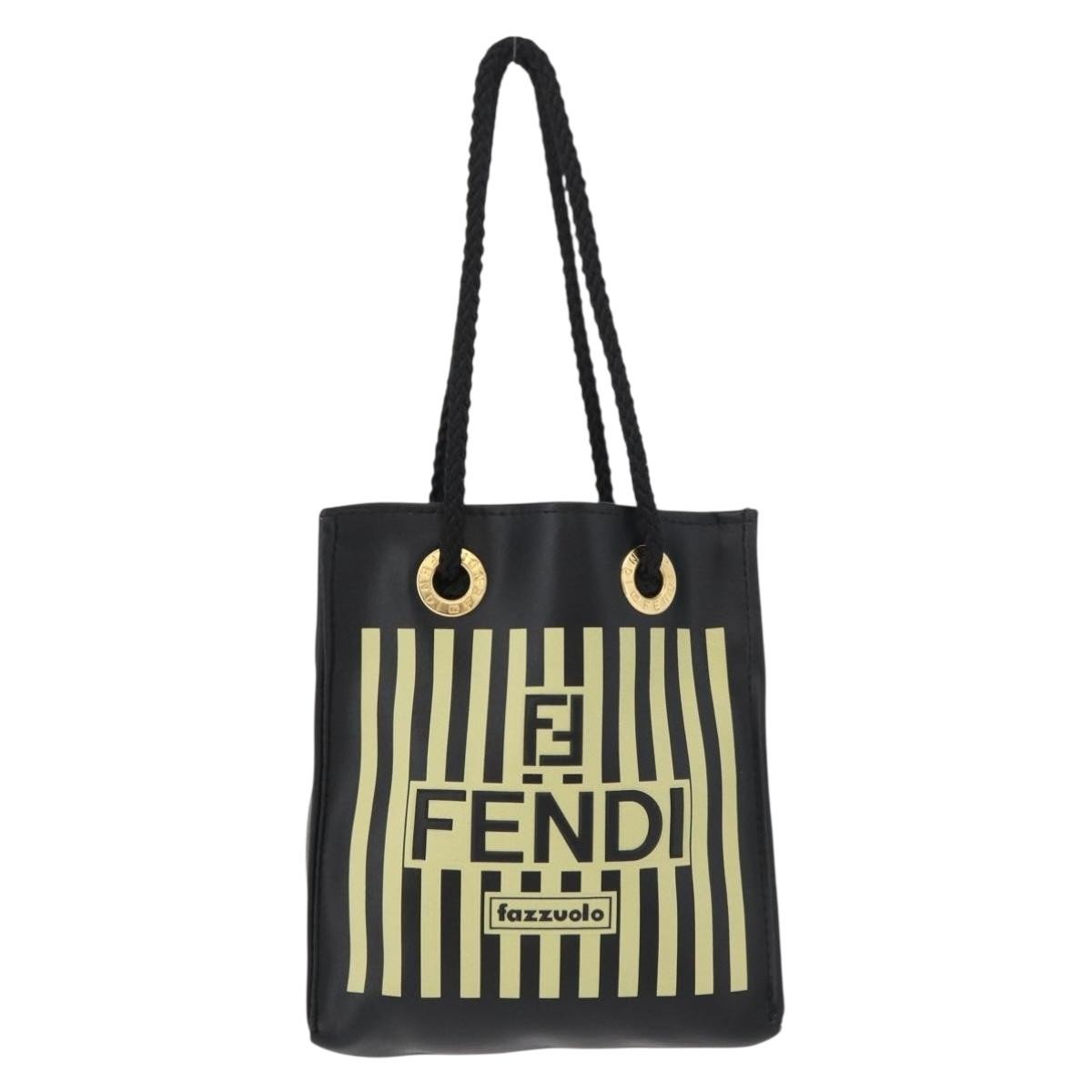 Fendi Fazzuolo Leather Black Polyester Tote Bag Bag (Pre-Owned)