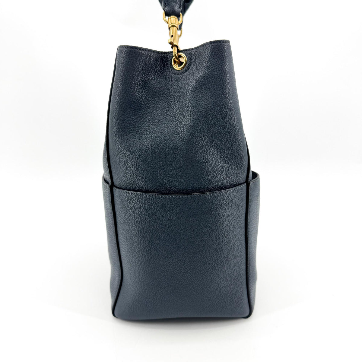 Celine Sangle Seau Calfskin Navy Leather Handbag (Pre-Owned)