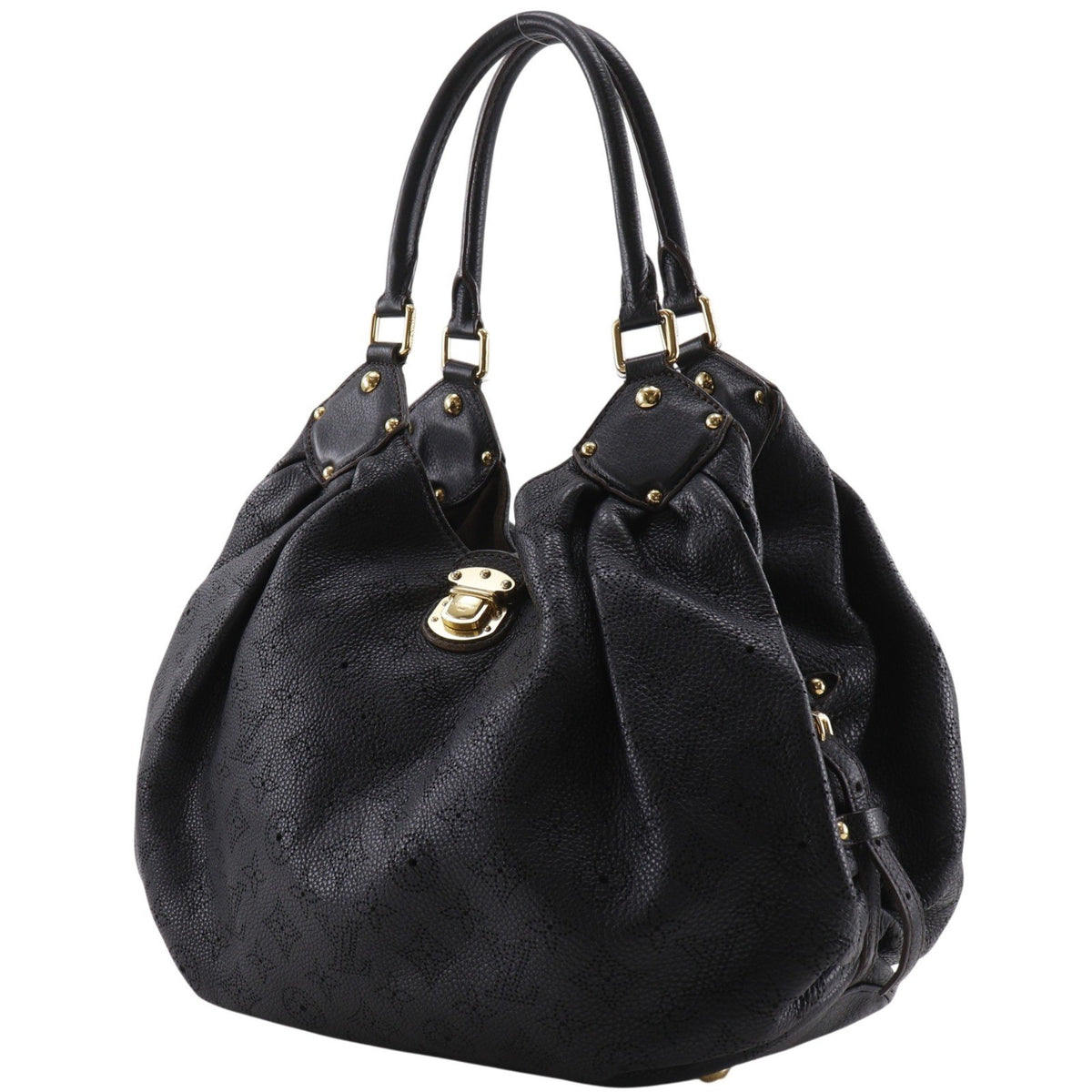 Louis Vuitton L Hobo Mahina Leather Black Leather Shoulder Bag Bag (Pre-Owned)