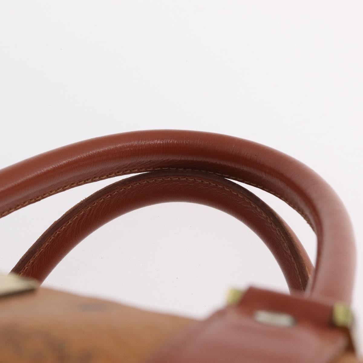 MCM Vicetos Logogram Boston Brown Leather Travel Bag Bag (Pre-Owned)