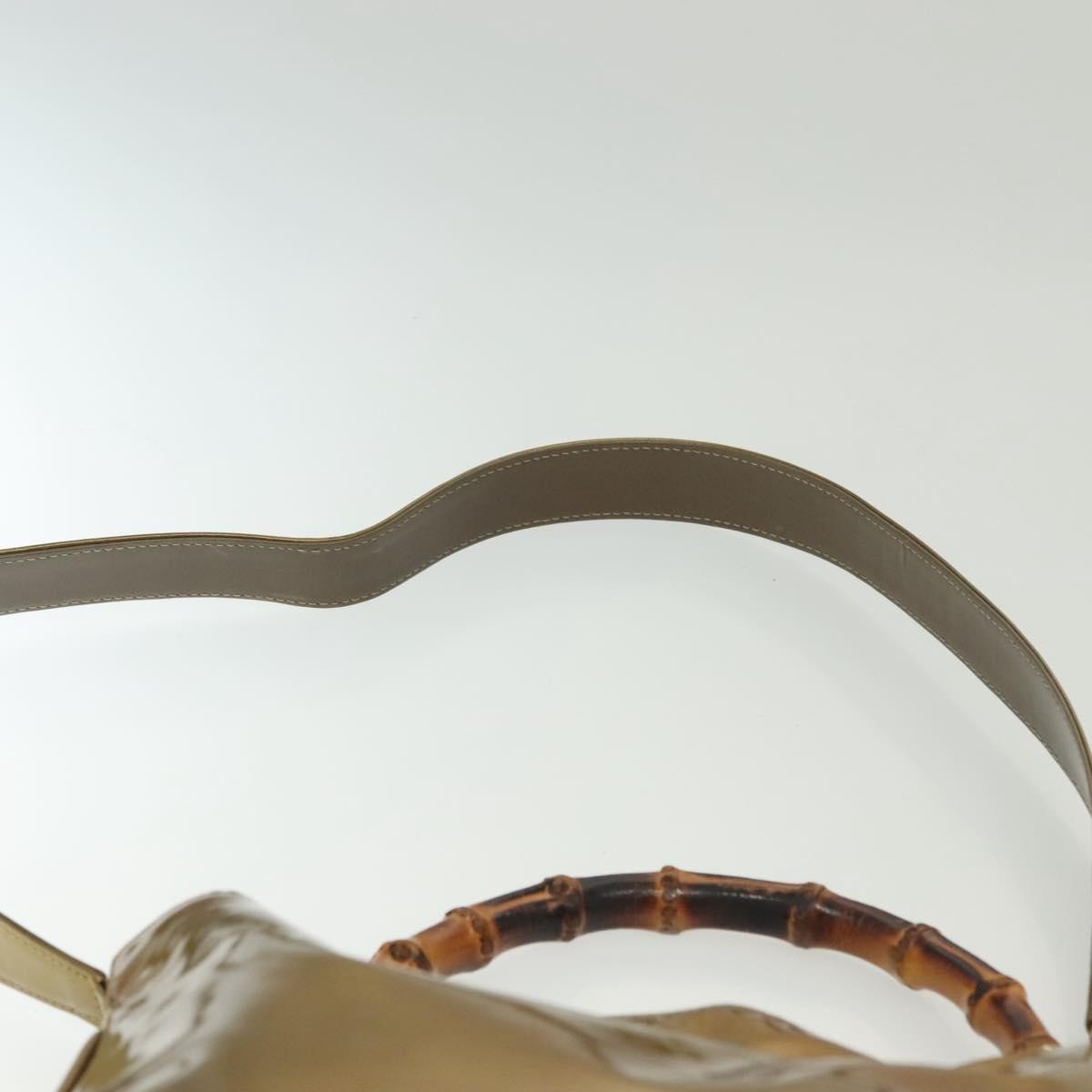 Gucci Vintage Bamboo Handle Open Hobo Leather Gold Patent_Leather Shoulder Bag Bag (Pre-Owned)
