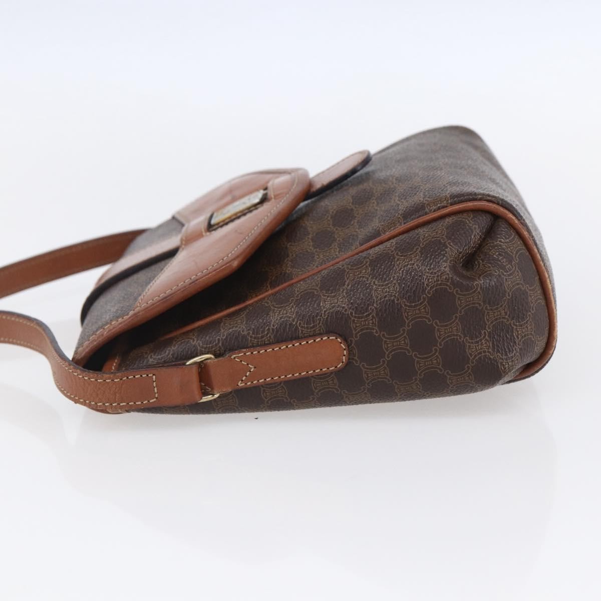 Celine Vintage Macadam Canvas And Leather Brown Canvas Shoulder Bag Bag (Pre-Owned)