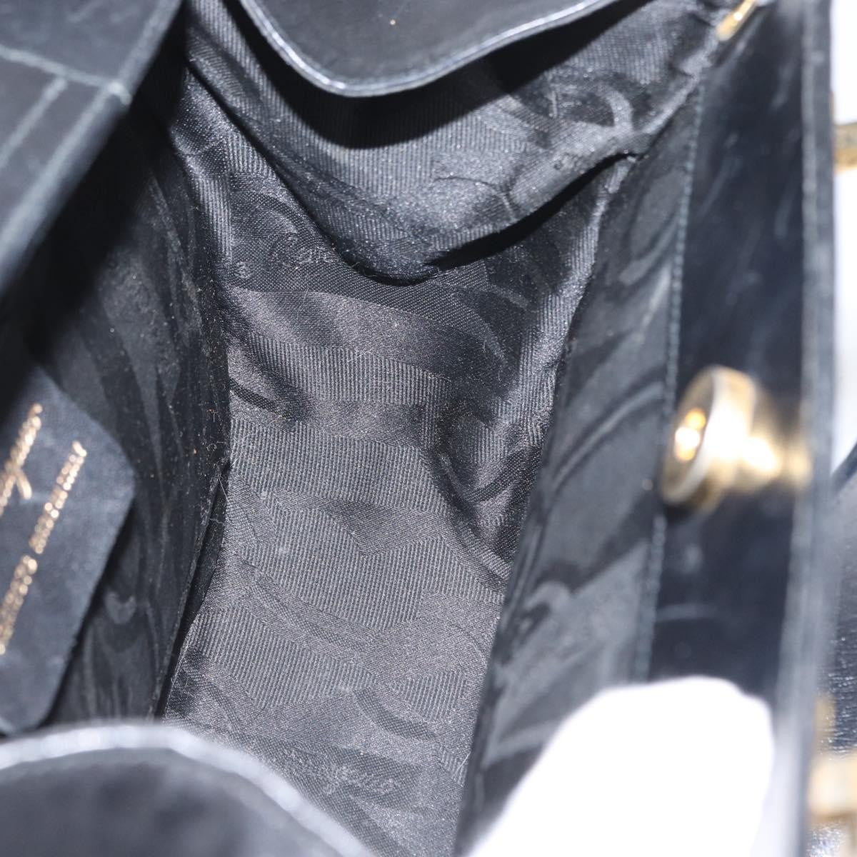 Salvatore Ferragamo Gancini Leather Black Leather Handbag (Pre-Owned)