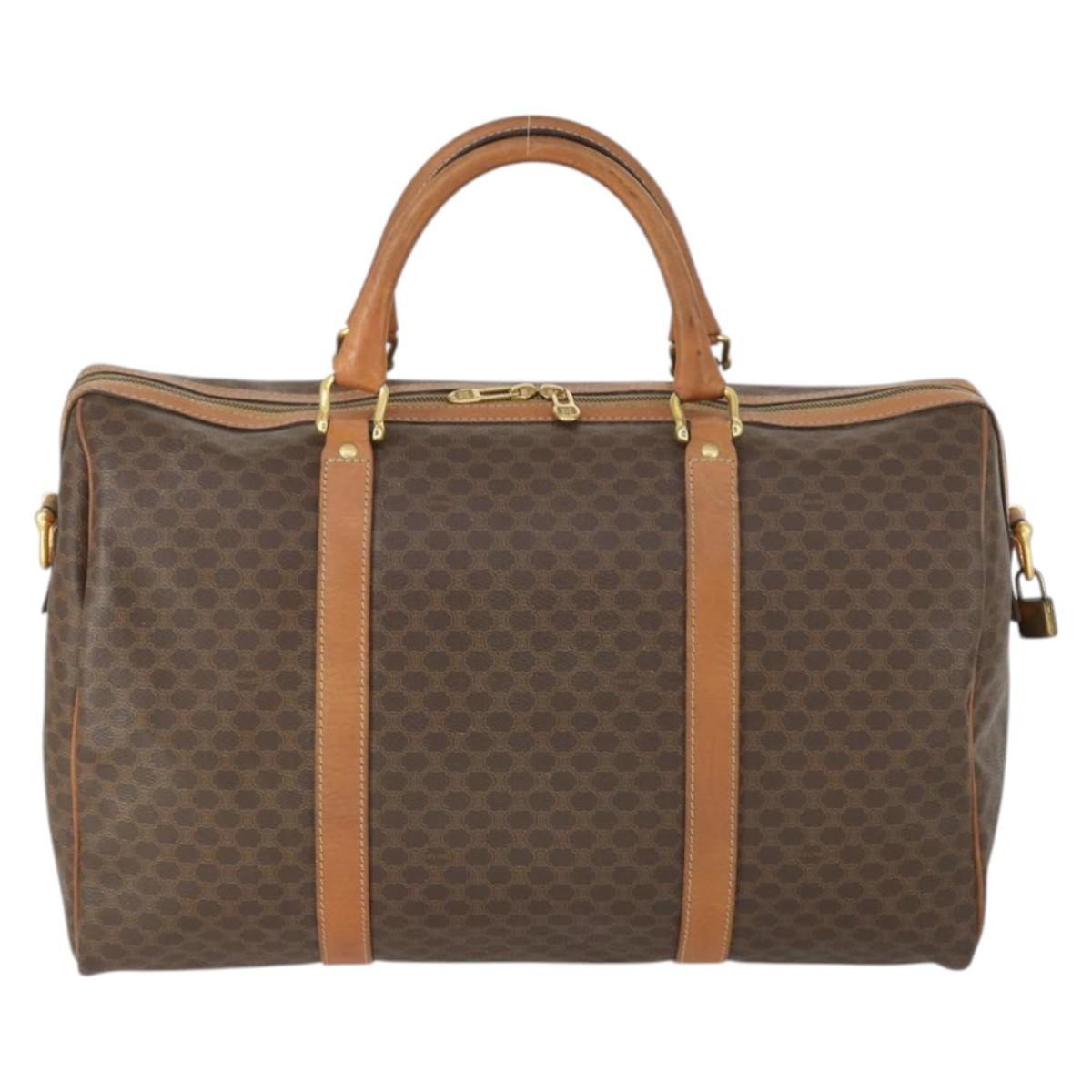 Celine Vintage Macadam Boston Canvas And Leather Brown Pvc Travel Bag Bag (Pre-Owned)