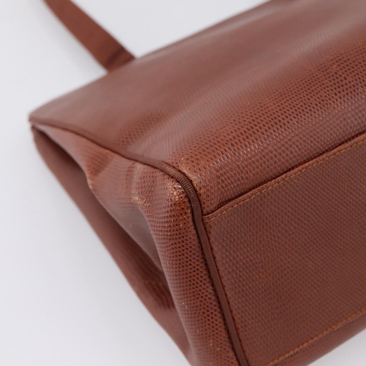 Salvatore Ferragamo Vala Tote Embossed Leather Brown Leather Tote Bag Bag (Pre-Owned)