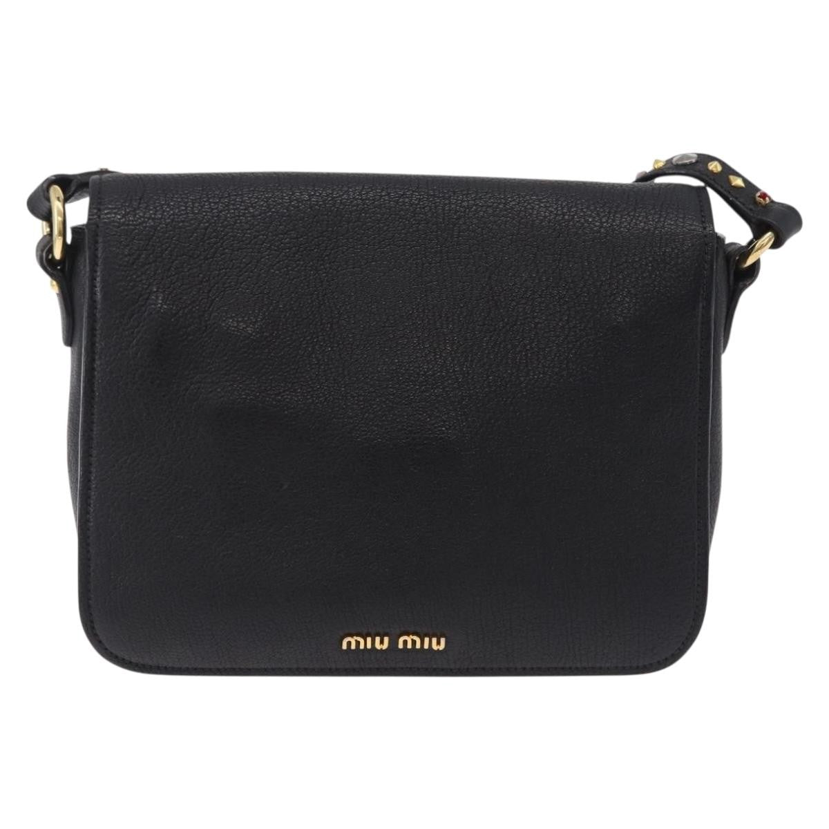 Miu Miu Shoulder Leather Black Leather Shoulder Bag Bag (Pre-Owned)