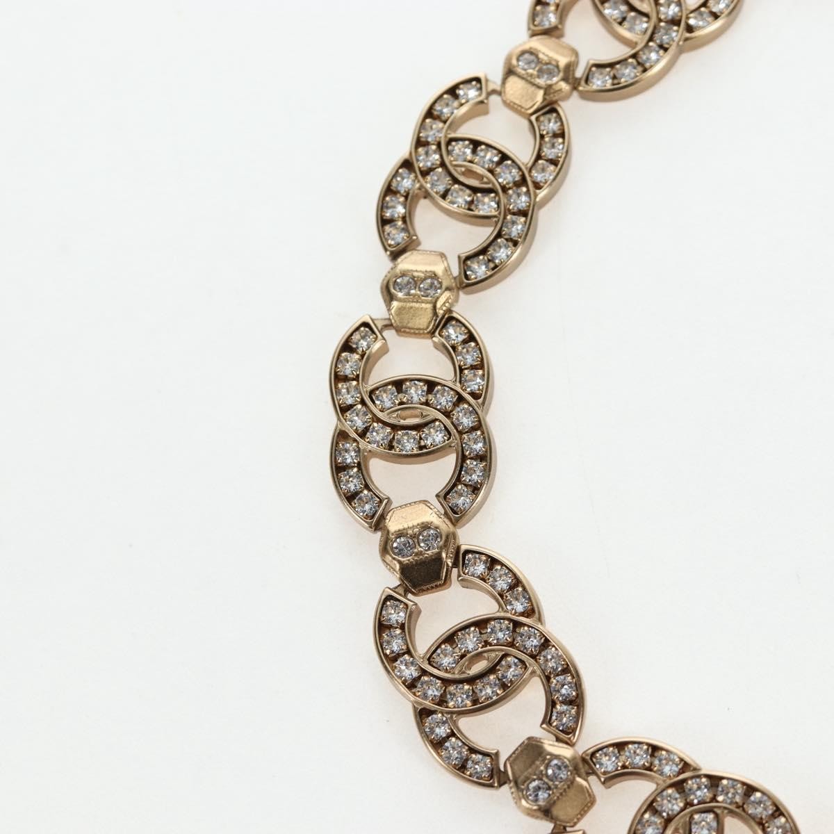 Chanel Cc Link Choker Metal With Crystals Gold Metal Necklace Jewelry (Pre-Owned)