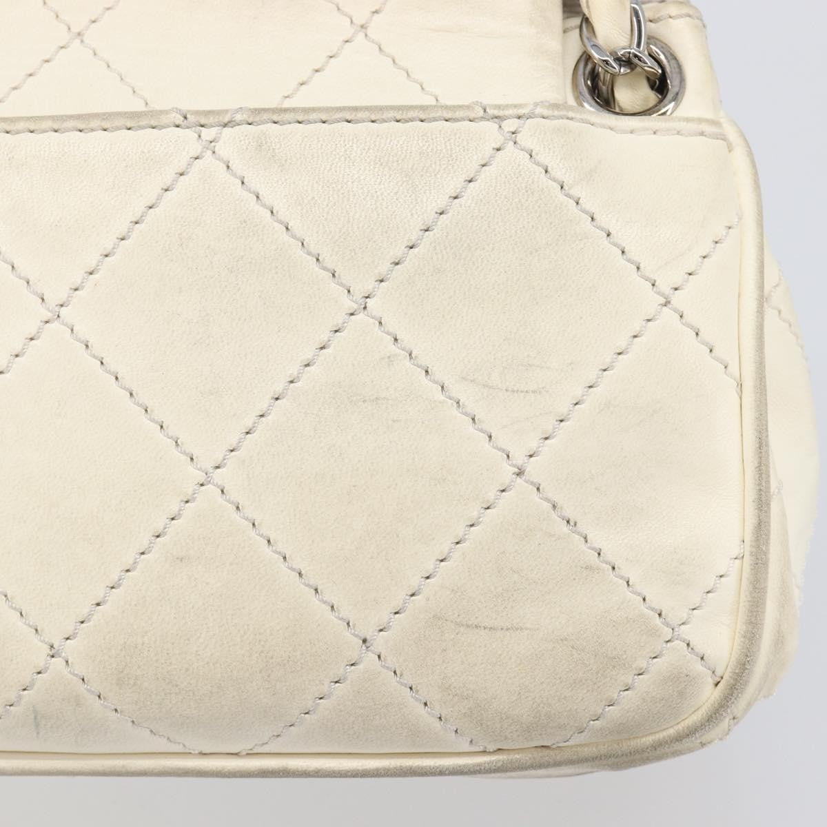 Chanel Mademoiselle Lock Accordion Flap Quilted Lambskin Beige Leather Handbag (Pre-Owned)