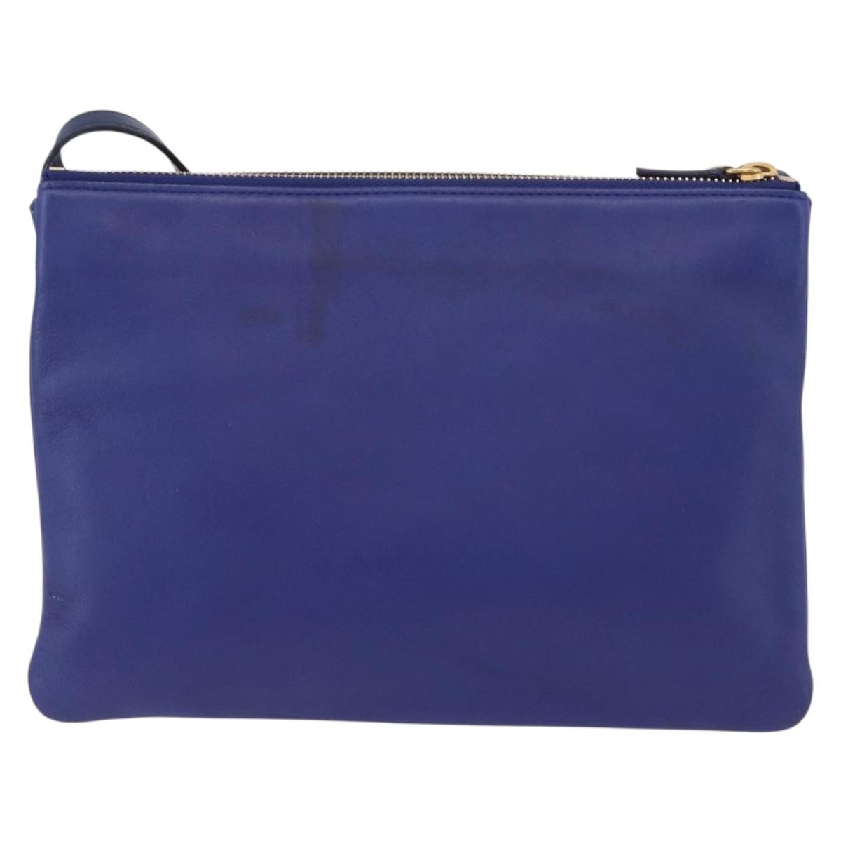 Celine Trio Leather Blue Leather Shoulder Bag Bag (Pre-Owned)