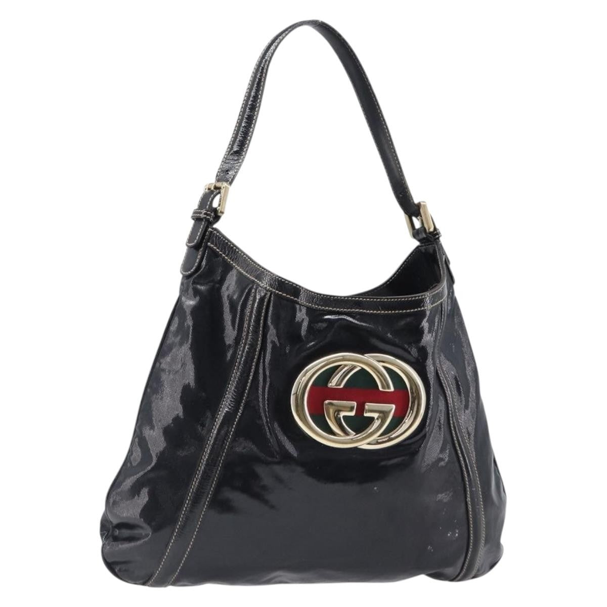 Gucci Britt Web Hobo Dialux Coated Canvas Black Canvas Shoulder Bag Bag (Pre-Owned)