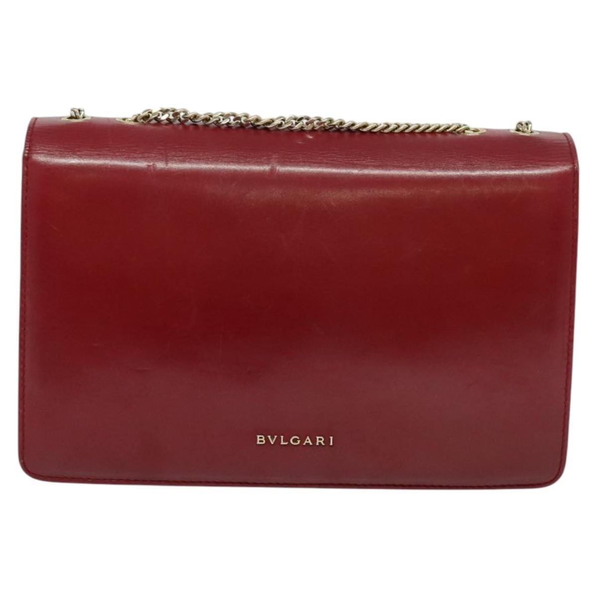 Bvlgari Signature Leather Red Leather Shoulder Bag Bag (Pre-Owned)