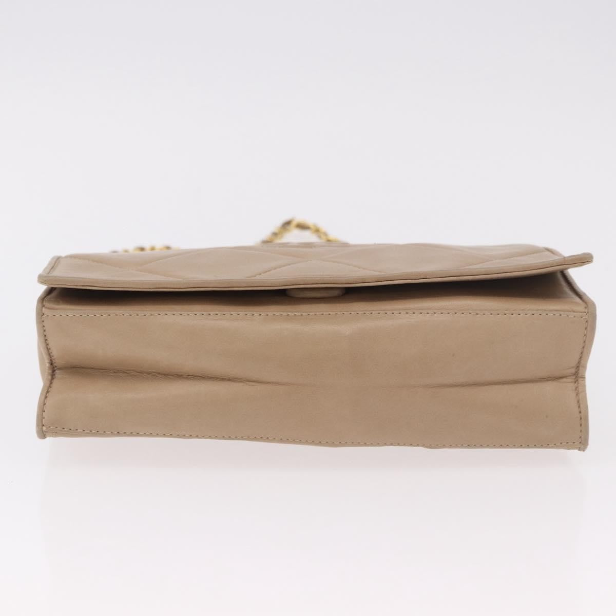 Chanel Flap Chain Leather Beige Leather Shoulder Bag Bag (Pre-Owned)