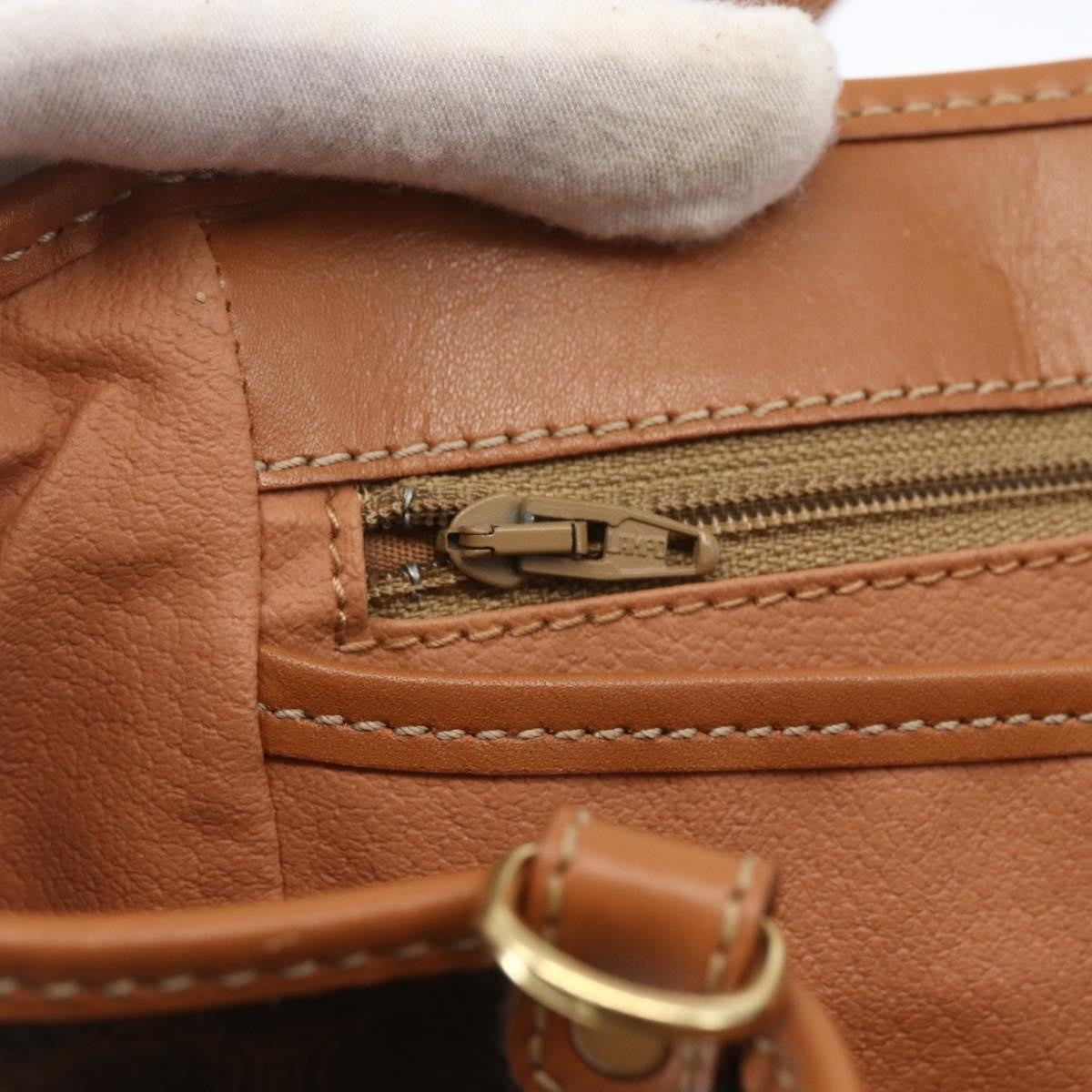 Celine Vintage Macadam Canvas And Leather Brown Canvas Shoulder Bag Bag (Pre-Owned)