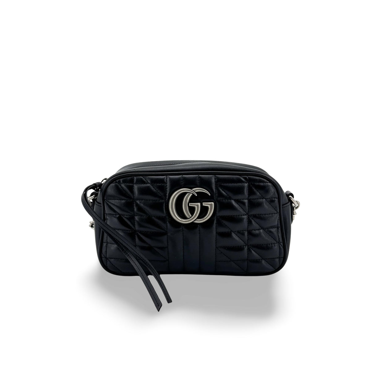 Gucci Gg Marmont Wrist Matelasse Leather Black Leather Clutche & Pouche Bag (Pre-Owned)