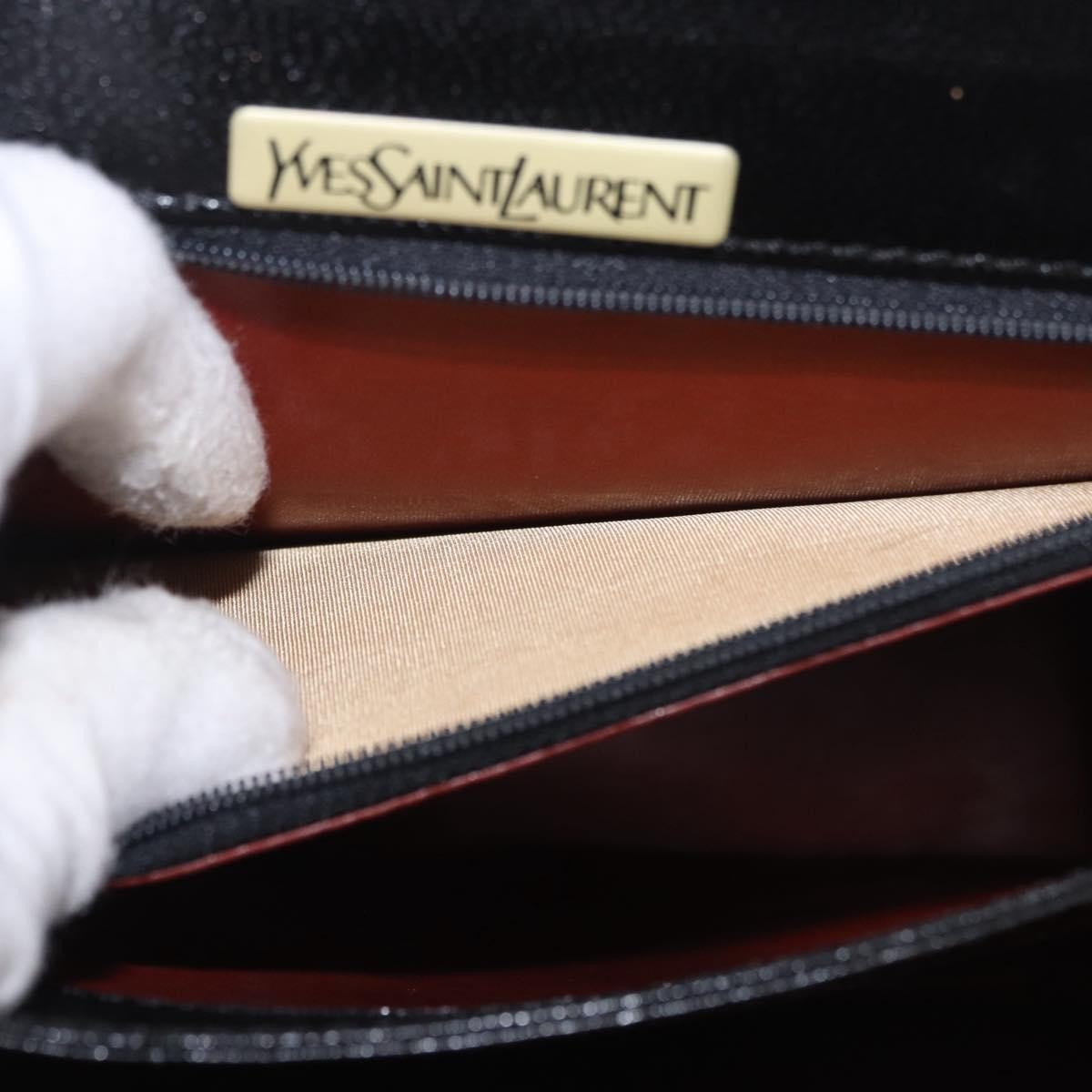 Saint Laurent Vintage Leather Black Leather Handbag (Pre-Owned)