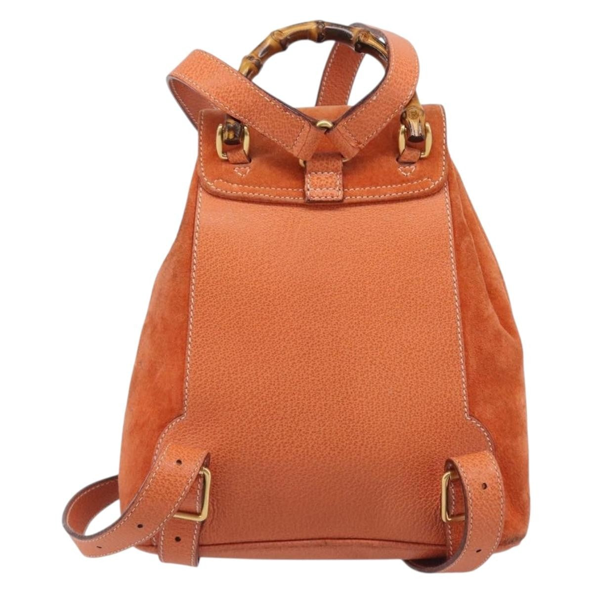 Gucci Vintage Bamboo Suede Orange Suede Backpack Bag (Pre-Owned)