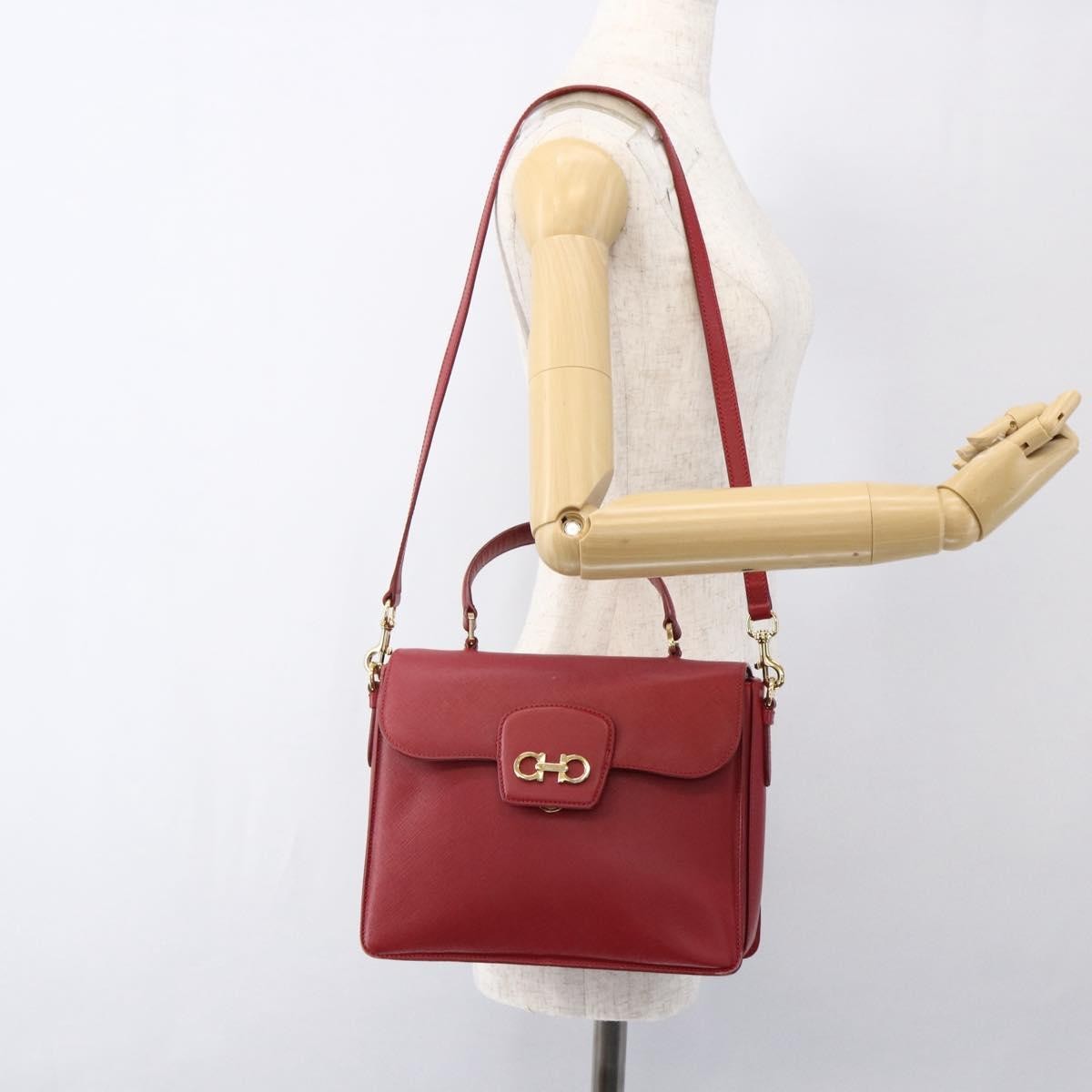 Salvatore Ferragamo Gancini Leather Red Leather Handbag (Pre-Owned)