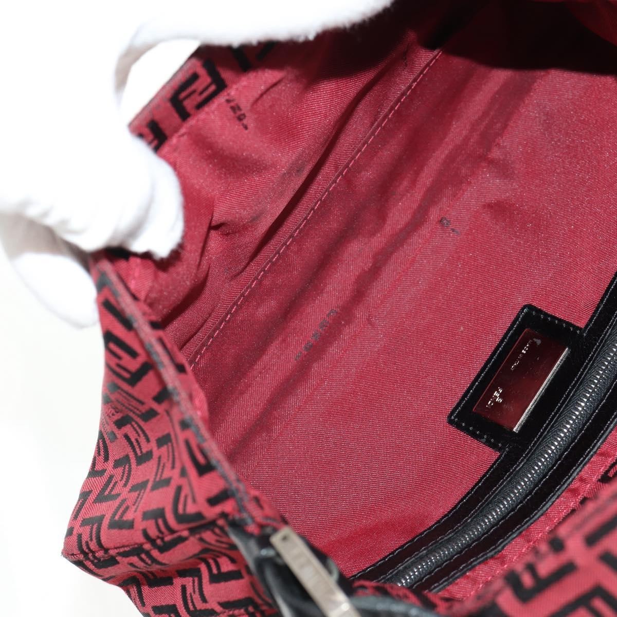 Fendi Baguette Zucchino Canvas Red Canvas Handbag (Pre-Owned)