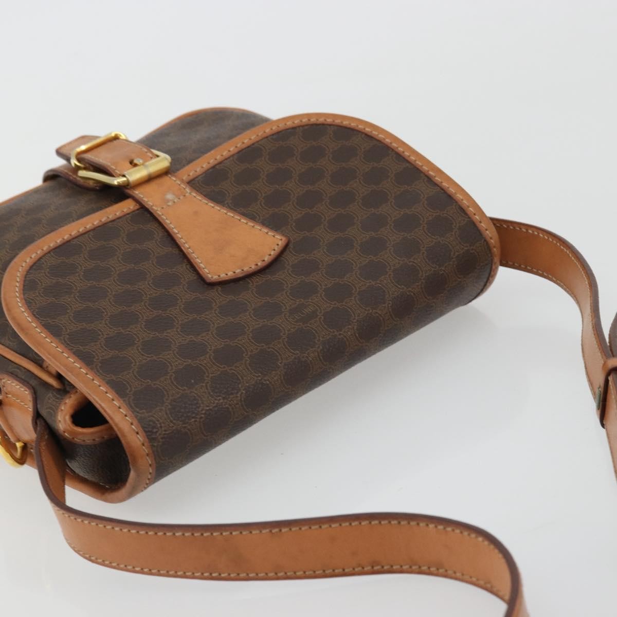 Celine Vintage Macadam Canvas And Leather Brown Canvas Shoulder Bag Bag (Pre-Owned)