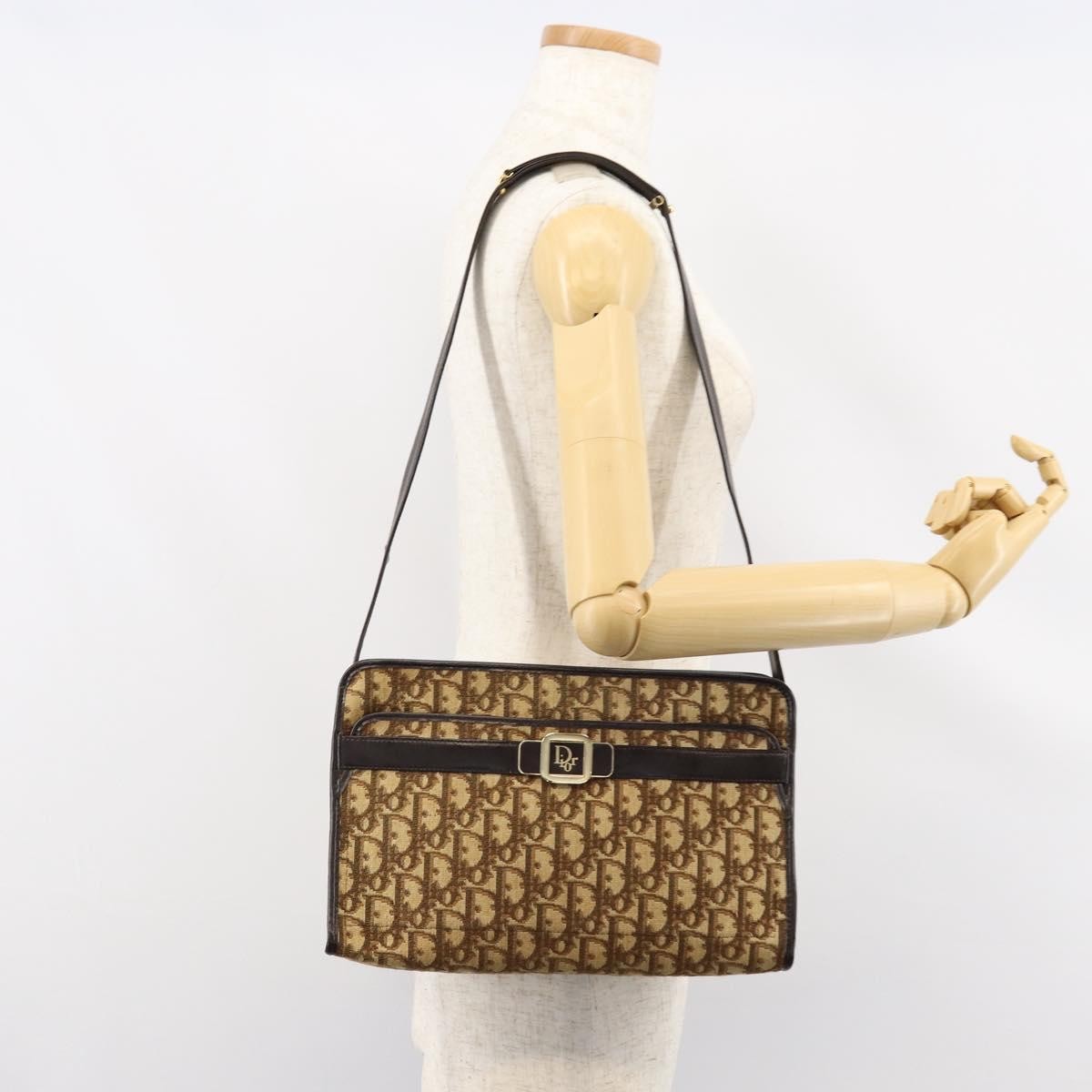 Christian Dior Trotter Shoulder Canvas Beige Canvas Shoulder Bag Bag (Pre-Owned)