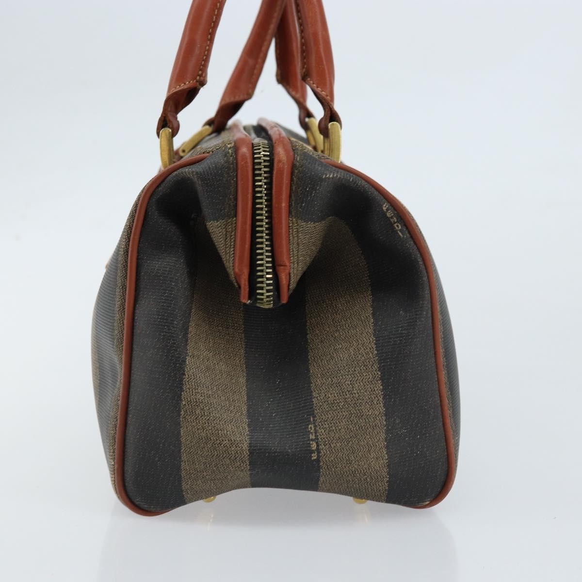 Fendi Vintage Pequin Convertible Boston Coated Canvas Brown Canvas Handbag (Pre-Owned)