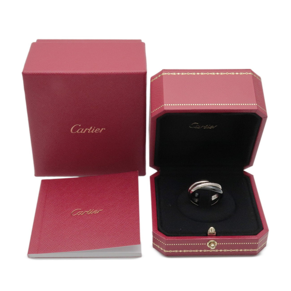 Cartier Trinity 18K White Gold & Black Ceramic Silver White_Gold Ring Jewelry (Pre-Owned)