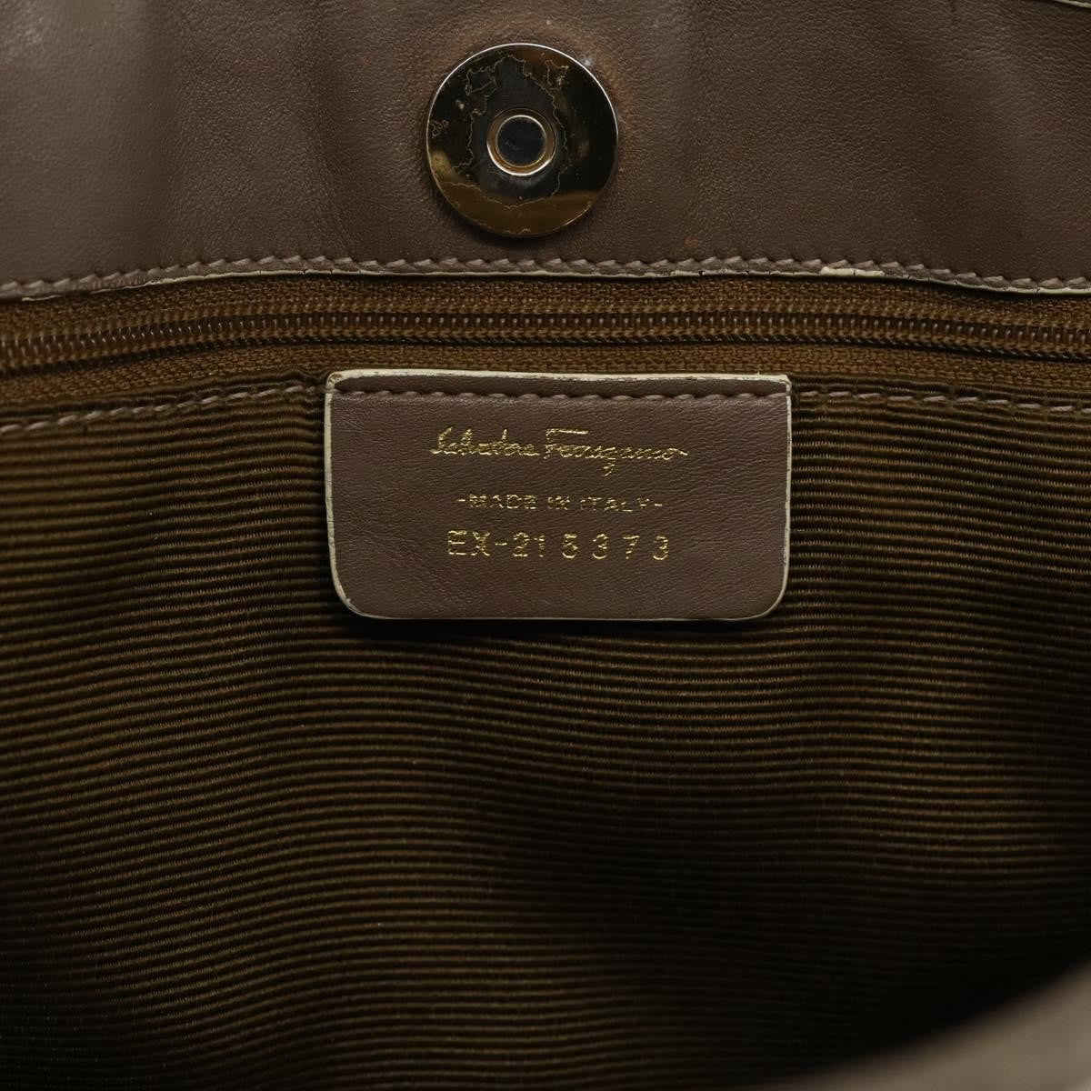 Salvatore Ferragamo Gancini Canvas Beige Canvas Handbag (Pre-Owned)