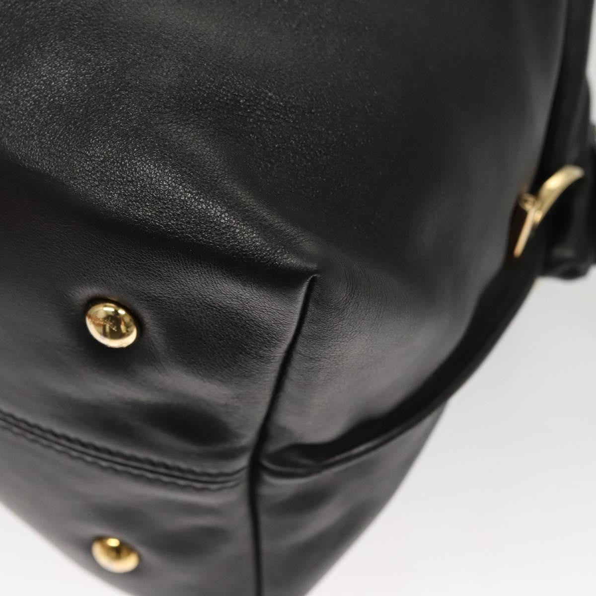 Salvatore Ferragamo Gancini Leather Black Leather Handbag (Pre-Owned)